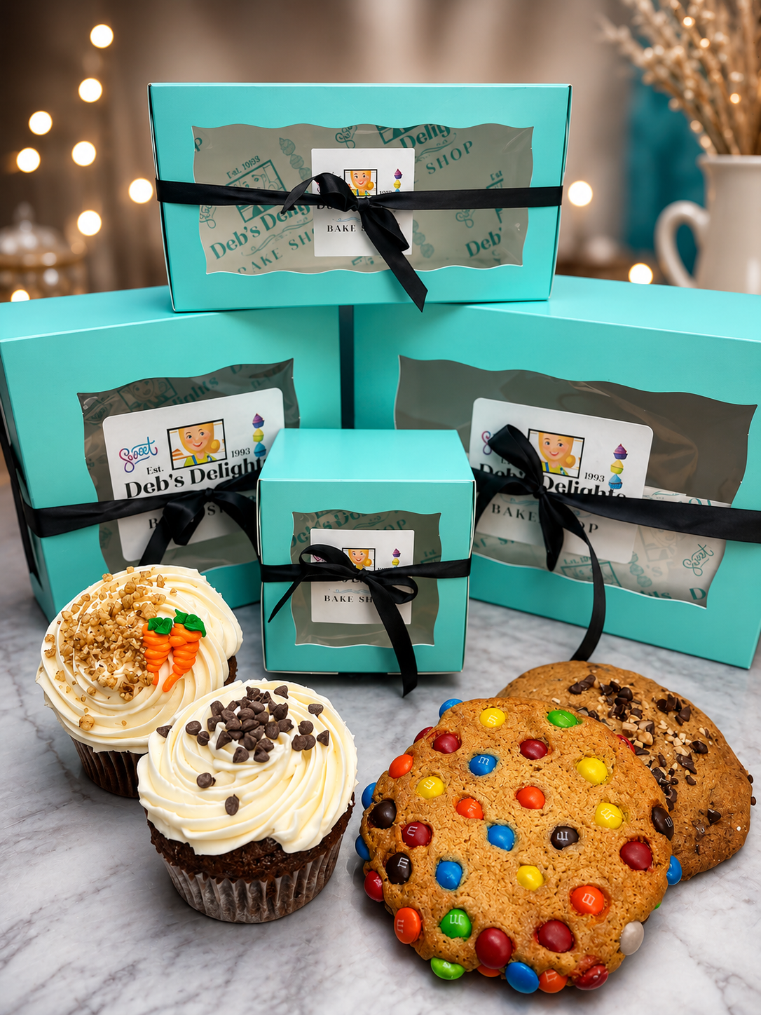 Deb's Delights Bake Shop™ Tiffany Blue gift box packaging